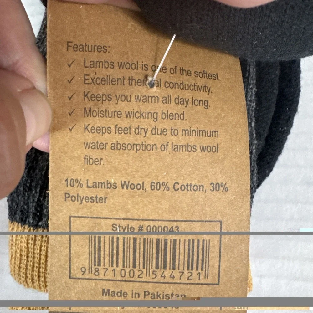 Lamb's Wool Blend Socks NEW Men's US 10-13 Lot of 2 Gray Gold Calf Length 1394